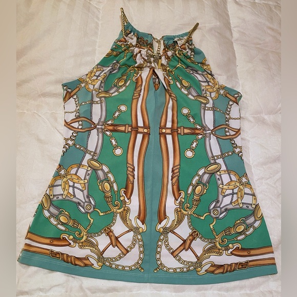 Cache Medium sized bra top built in sexy metallic woven and chain golden color - Picture 2 of 12